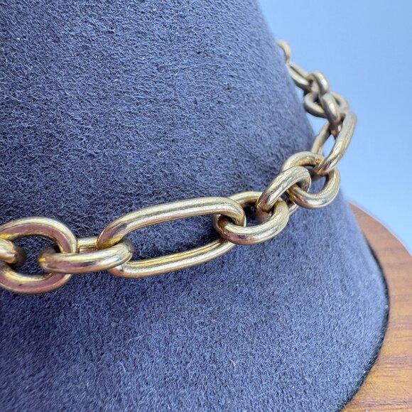 Gold Over Sterling Silver 925 Alternating Round & Oval Link Chain Bracelet 7.5" - Picture 3 of 9